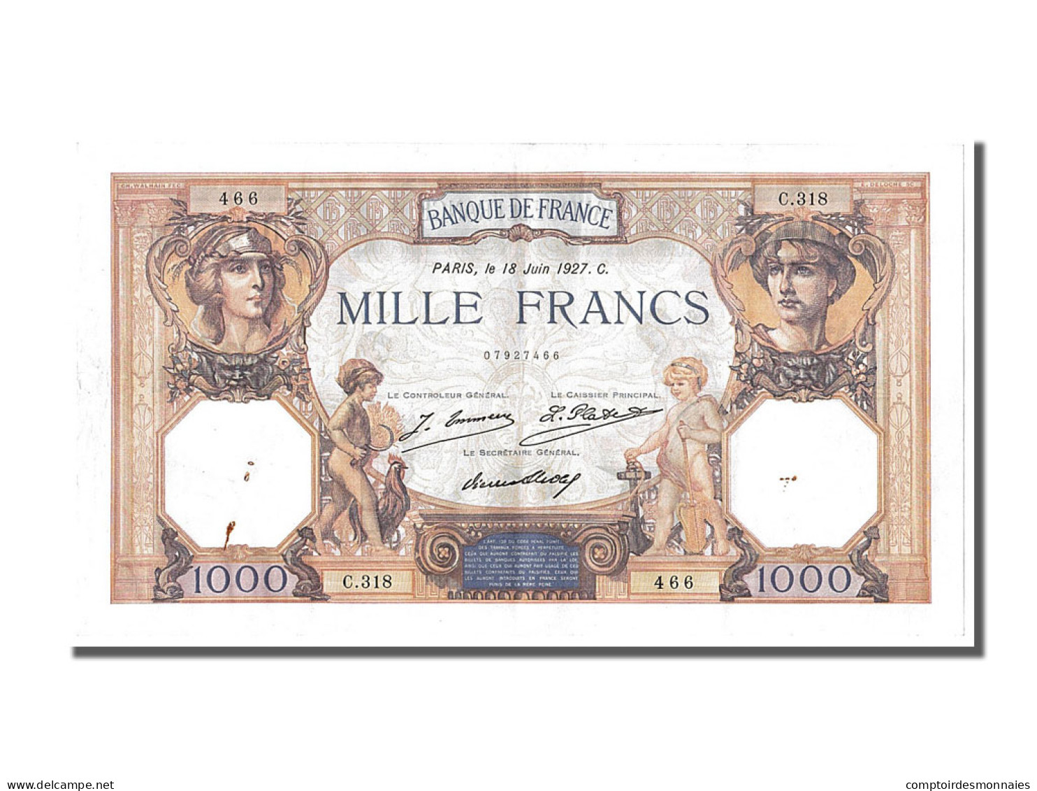 Billet, France, 1000 Francs, 1 000 F 1927-1940 ''Cérès Et Mercure'', 1927 - 1 000 F 1927-1940 ''Cérès Et Mercure''