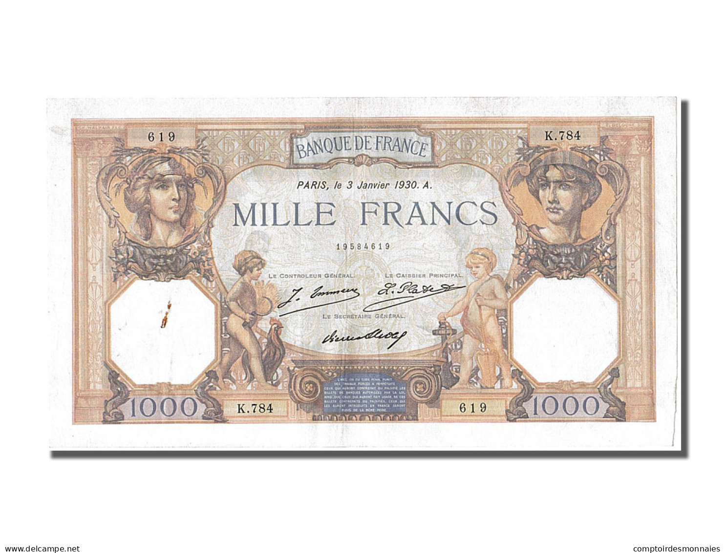 Billet, France, 1000 Francs, 1 000 F 1927-1940 ''Cérès Et Mercure'', 1930 - 1 000 F 1927-1940 ''Cérès E Mercure''