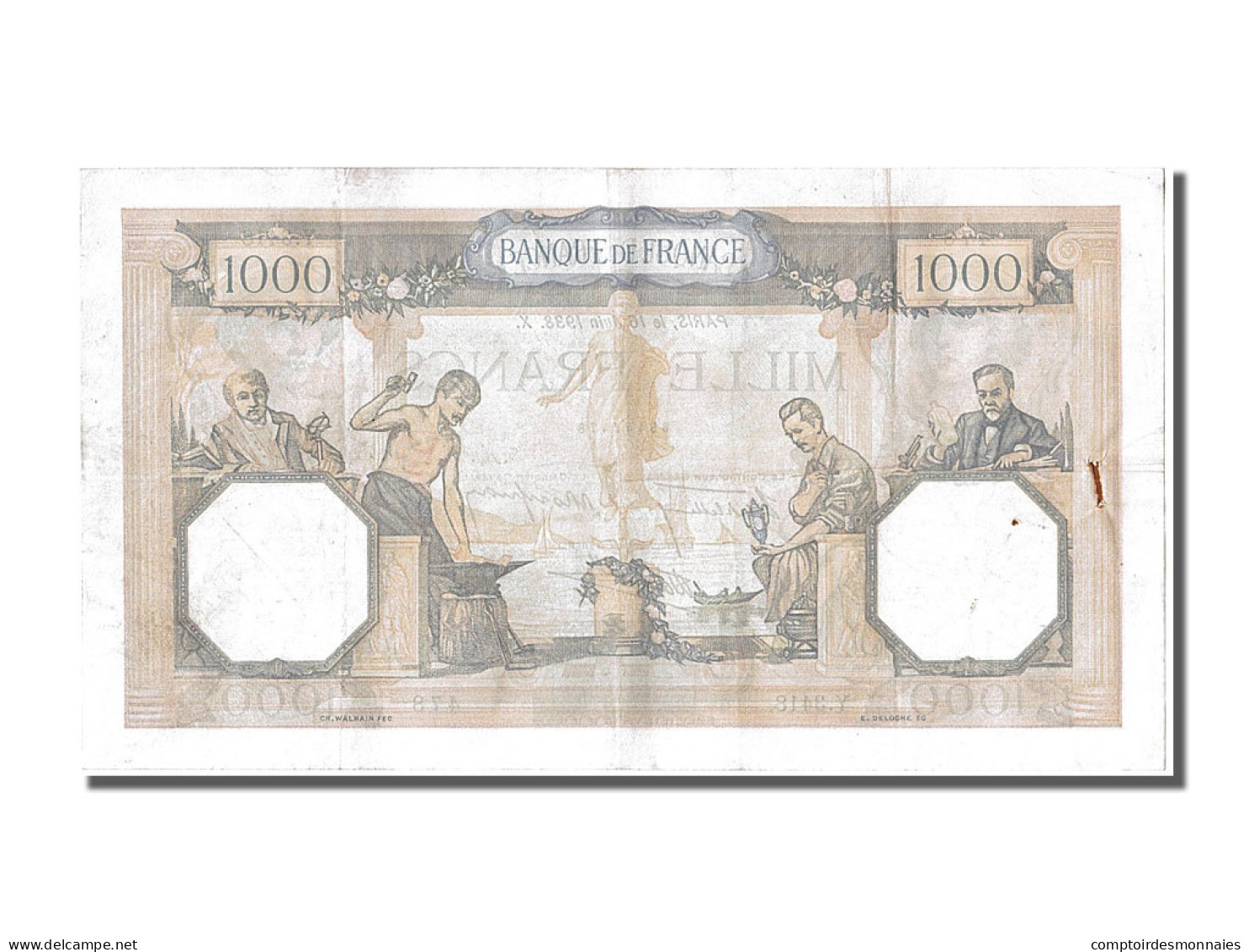 Billet, France, 500 Francs, 1 000 F 1927-1940 ''Cérès Et Mercure'', 1938 - 1 000 F 1927-1940 ''Cérès Et Mercure''