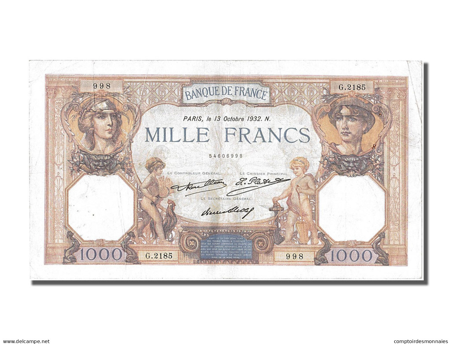 Billet, France, 1000 Francs, 1 000 F 1927-1940 ''Cérès Et Mercure'', 1932 - 1 000 F 1927-1940 ''Cérès Et Mercure''