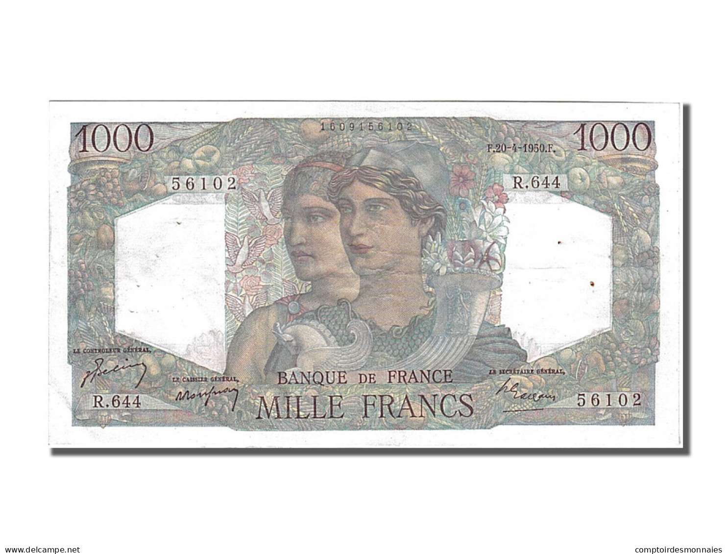 Billet, France, 1000 Francs, 1 000 F 1945-1950 ''Minerve Et Hercule'', 1950 - 1 000 F 1945-1950 ''Minerve Et Hercule''