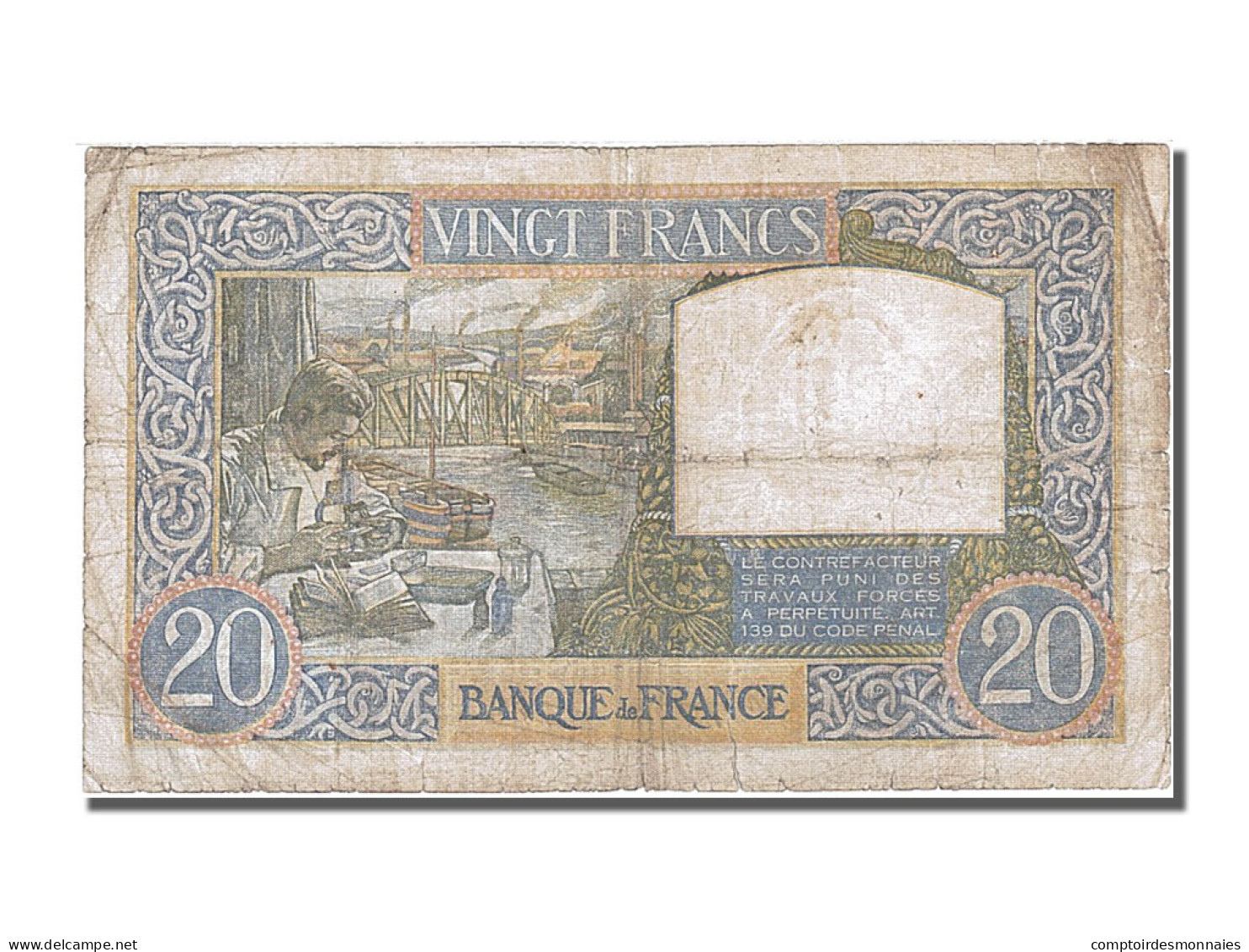 Billet, France, 20 Francs, 20 F 1939-1942 ''Science Et Travail'', 1940 - 20 F 1939-1942 ''Science Et Travail''