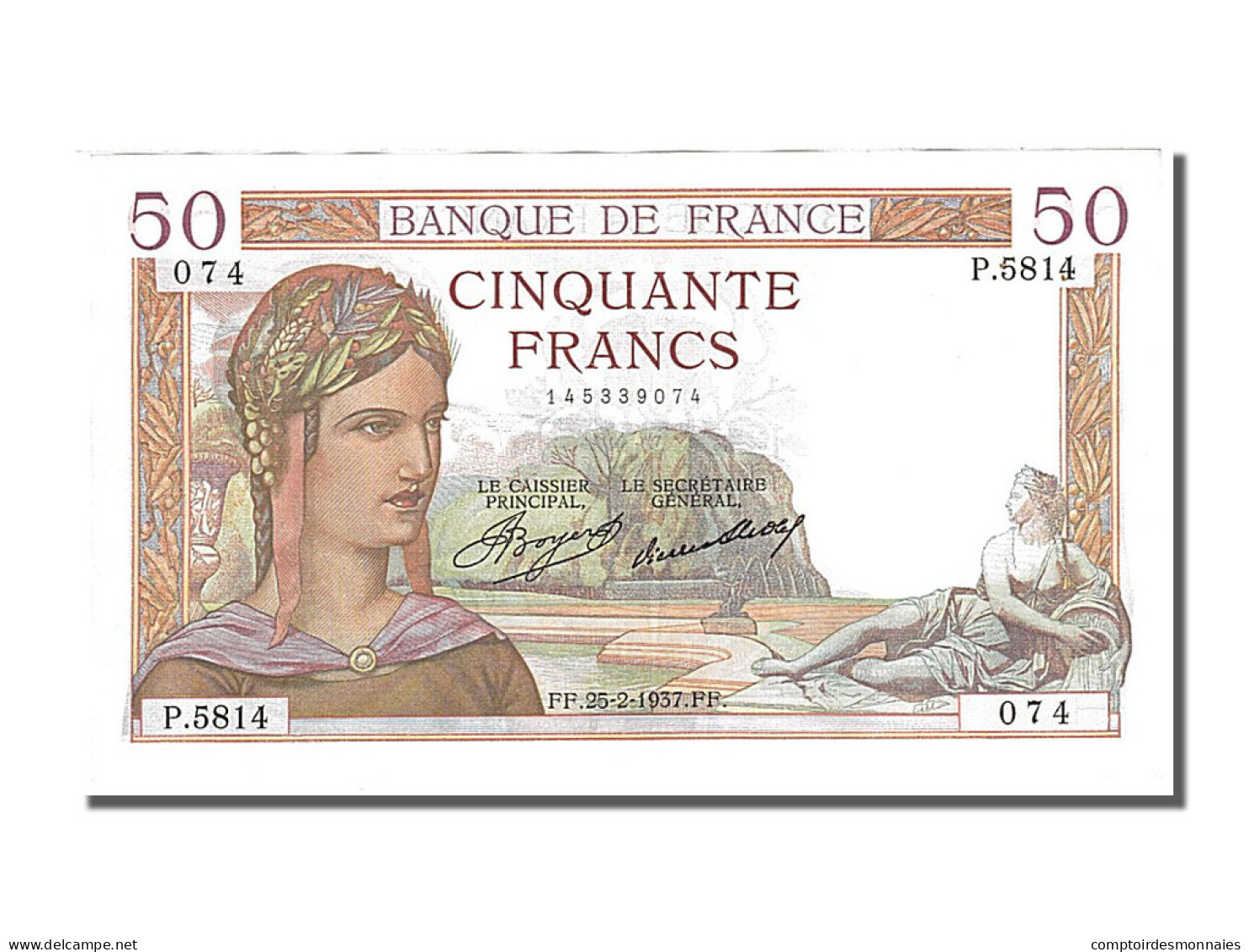 Billet, France, 50 Francs, 50 F 1934-1940 ''Cérès'', 1937, 1937-02-25, SUP+ - 50 F 1934-1940 ''Cérès''