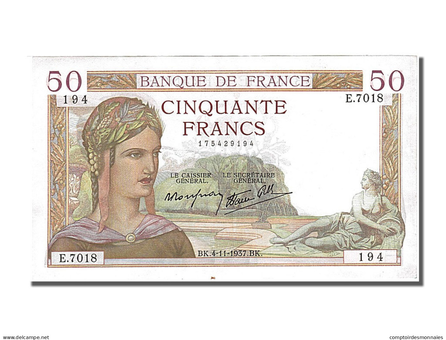 Billet, France, 50 Francs, 50 F 1934-1940 ''Cérès'', 1937, 1937-11-04, SUP - 50 F 1934-1940 ''Cérès''