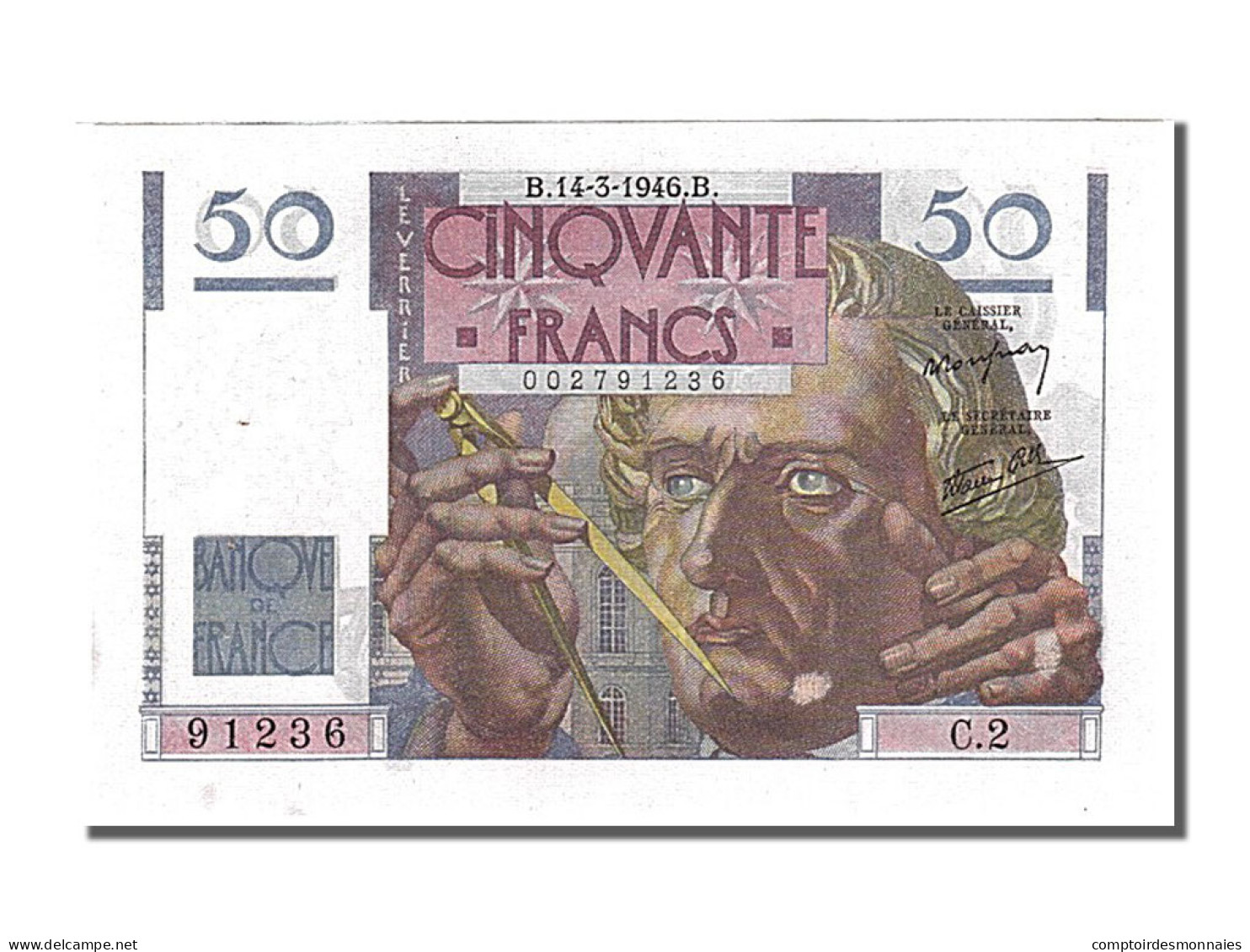 Billet, France, 50 Francs, 50 F 1946-1951 ''Le Verrier'', 1946, 1946-03-14, SPL - 50 F 1946-1951 ''Le Verrier''