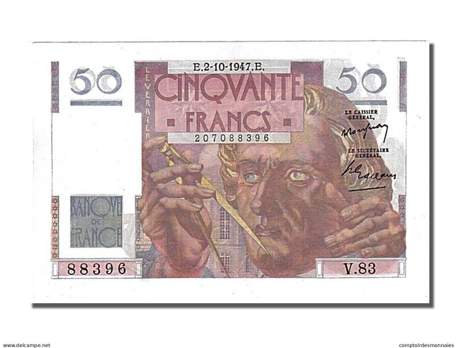 Billet, France, 50 Francs, 50 F 1946-1951 ''Le Verrier'', 1947, 1947-10-02 - 50 F 1946-1951 ''Le Verrier''