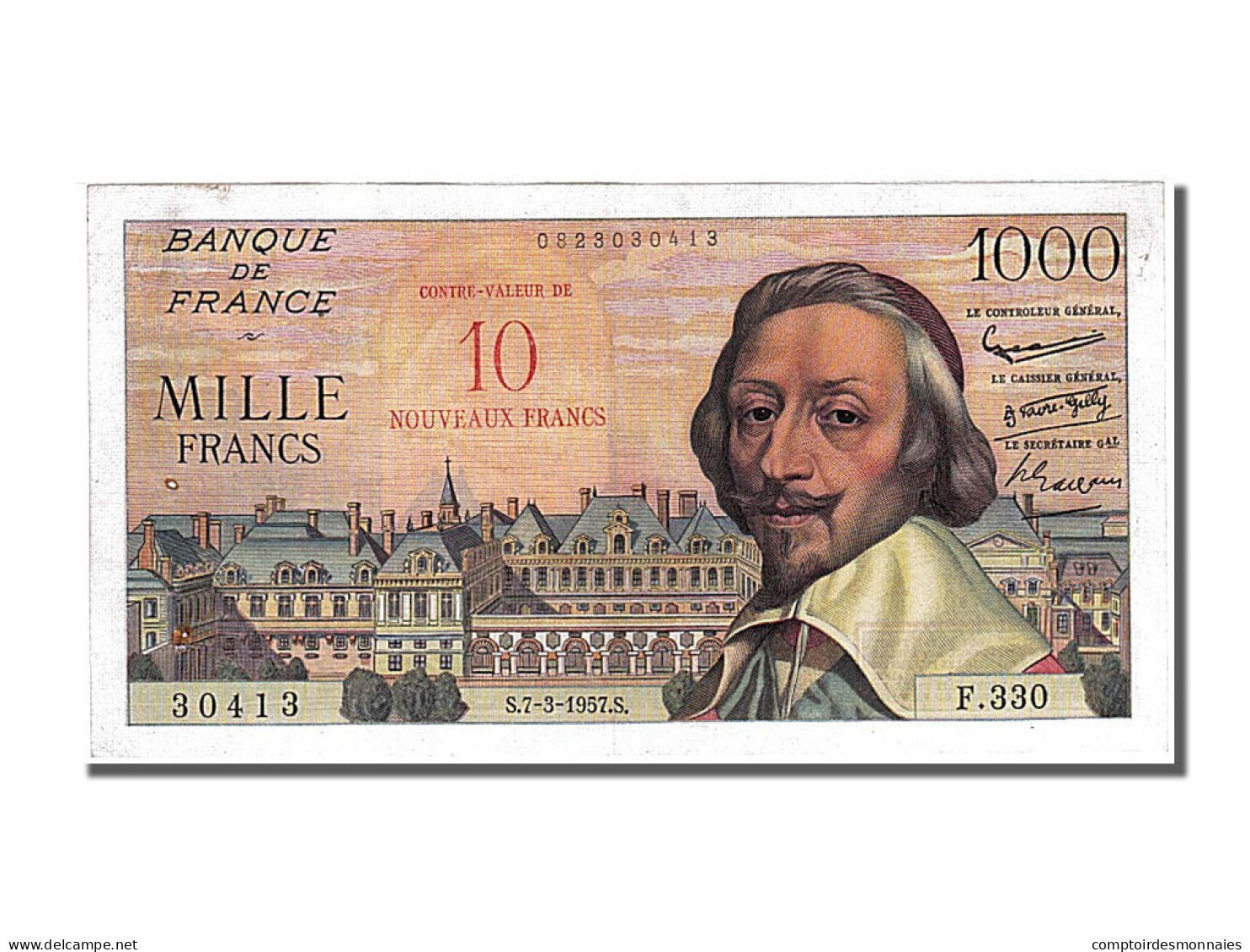 Billet, France, 10 Nouveaux Francs On 1000 Francs, 1955-1959 Overprinted With - 1955-1959 Sobrecargados (Nouveau Francs)