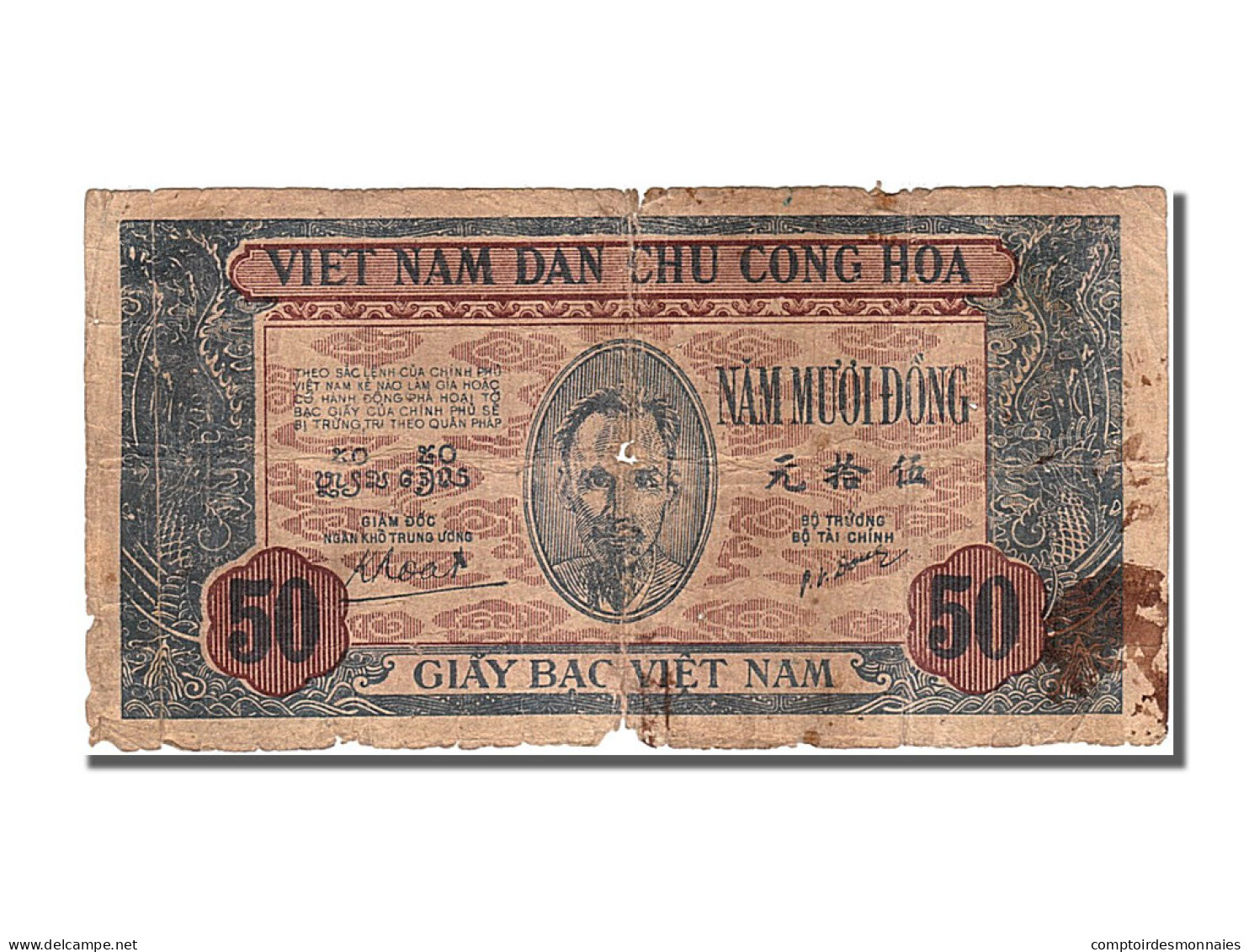 Billet, Viet Nam, 50 D<ox>ng, 1947, TB+ - Viêt-Nam