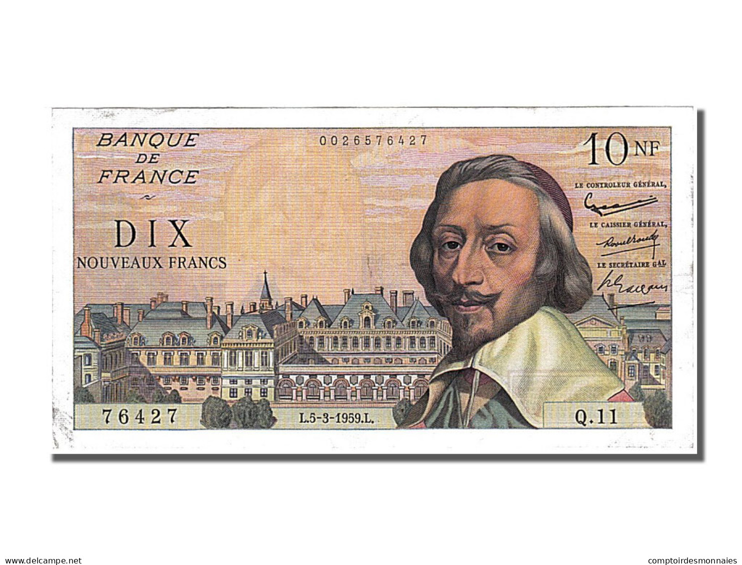 Billet, France, 10 Nouveaux Francs, 10 NF 1959-1963 ''Richelieu'', 1959 - 10 NF 1959-1963 ''Richelieu''