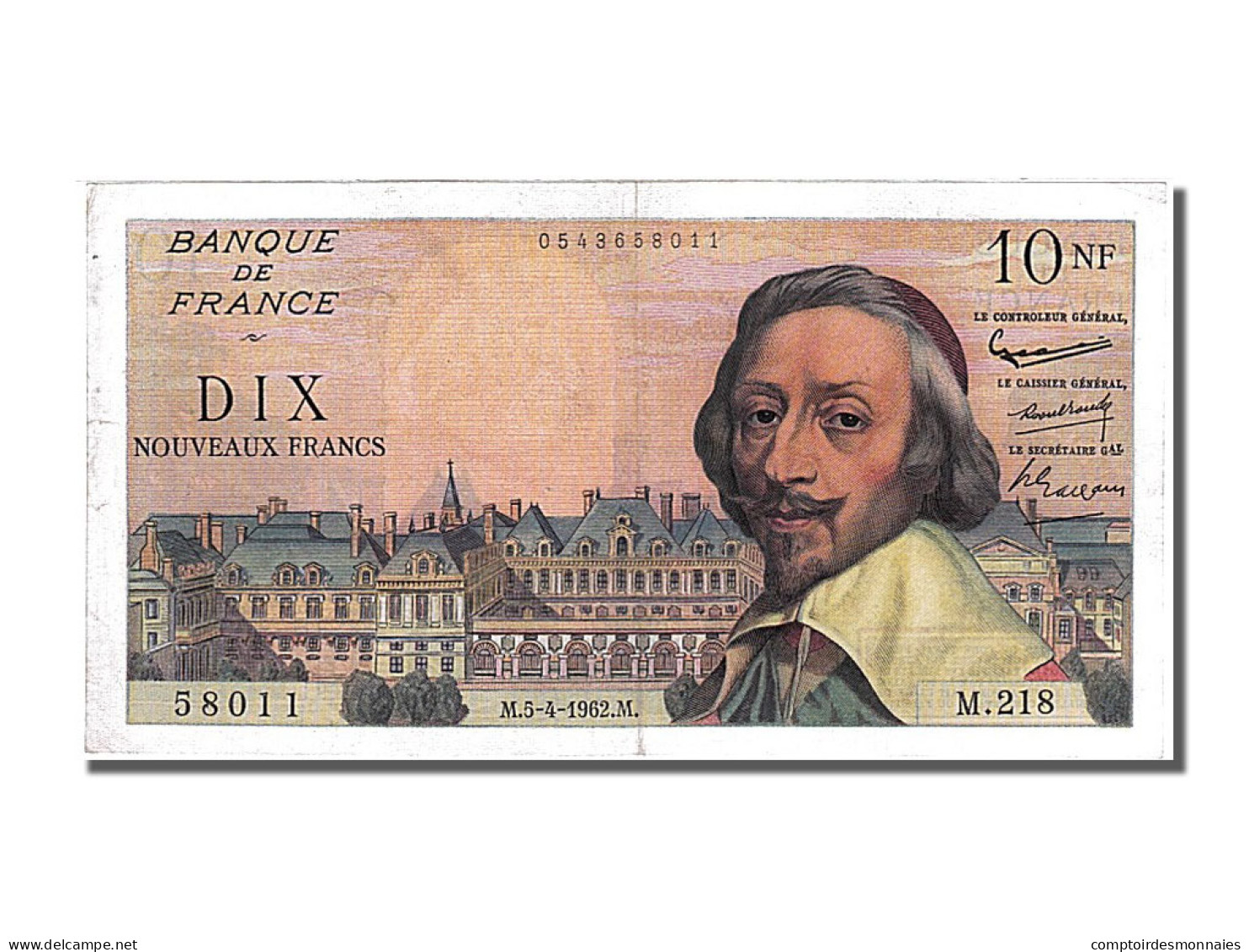 Billet, France, 10 Nouveaux Francs, 10 NF 1959-1963 ''Richelieu'', 1962 - 10 NF 1959-1963 ''Richelieu''