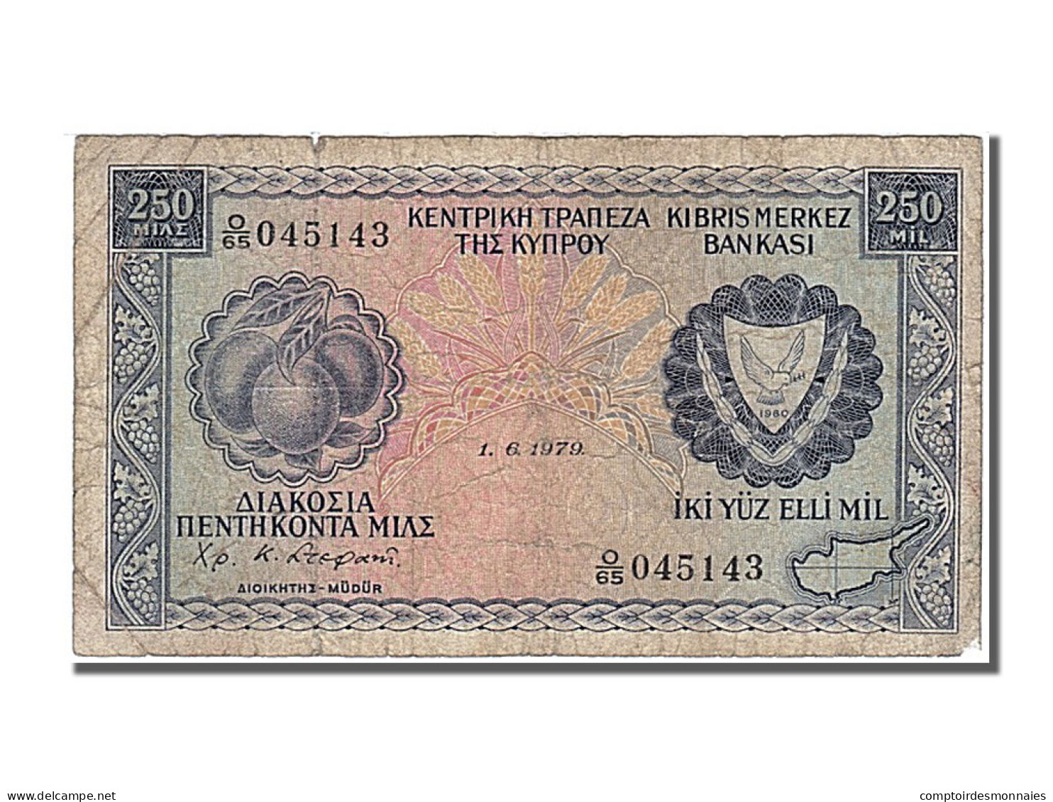 Billet, Chypre, 250 Mils, 1979, 1979-06-01, TB - Cyprus