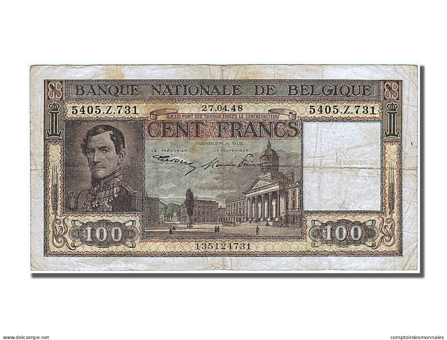 Billet, Belgique, 100 Francs, 1948, 1948-04-27, TTB - 100 Francos