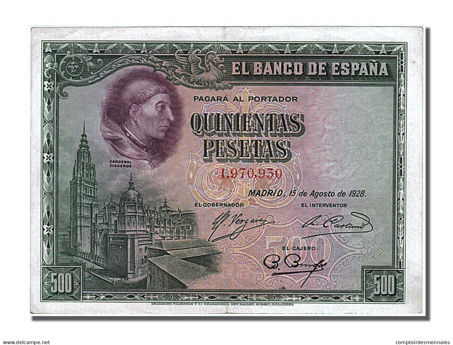 Billet, Espagne, 500 Pesetas, 1928, 1928-08-15, SUP+ - 500 Pesetas
