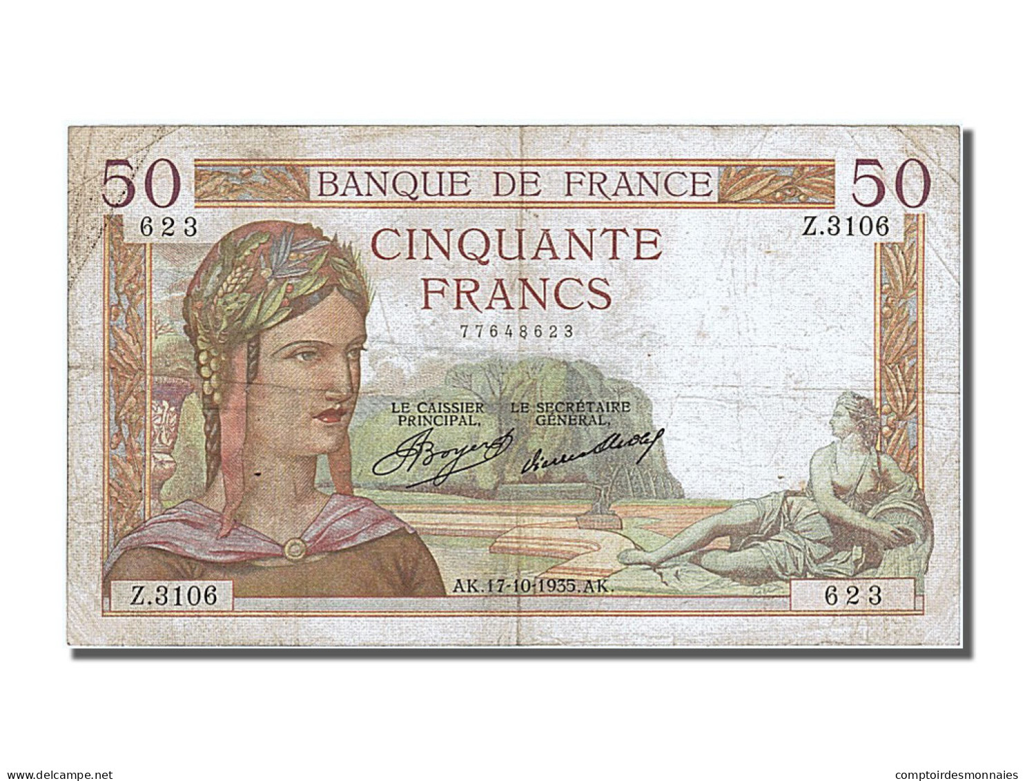 Billet, France, 50 Francs, 50 F 1934-1940 ''Cérès'', 1935, 1935-10-17, TB+ - 50 F 1934-1940 ''Cérès''