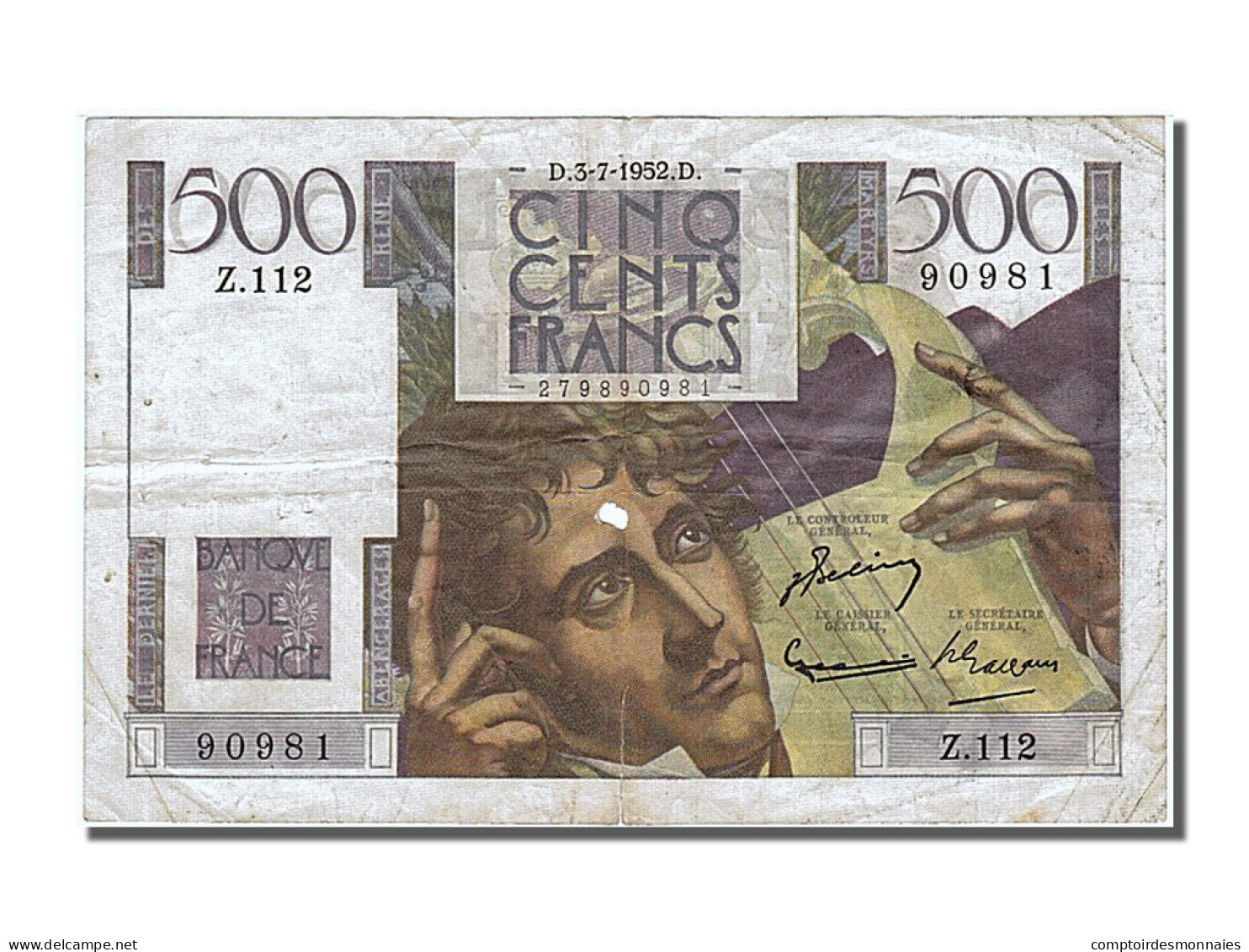 Billet, France, 500 Francs, 500 F 1945-1953 ''Chateaubriand'', 1952, 1952-07-03 - 500 F 1945-1953 ''Chateaubriand''