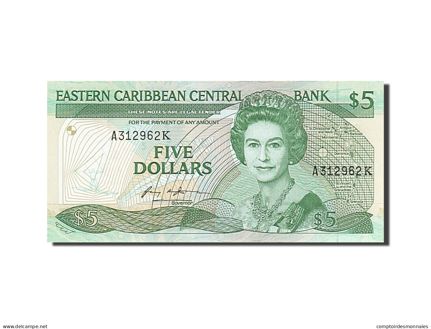 Billet, Etats Des Caraibes Orientales, 5 Dollars, 1986, NEUF - Caraïbes Orientales