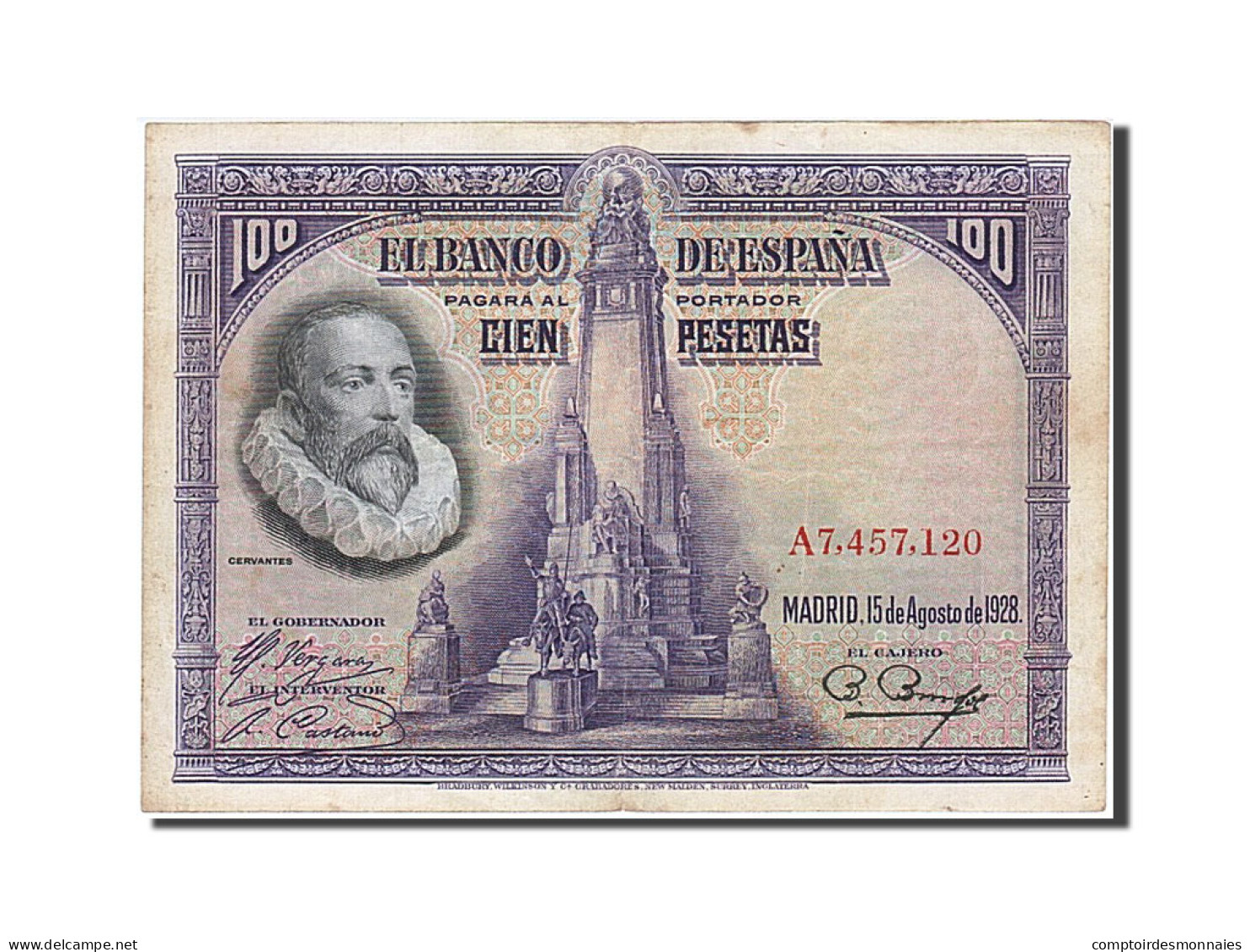 Billet, Espagne, 100 Pesetas, 1928, 1928-08-15, TB+ - 100 Pesetas