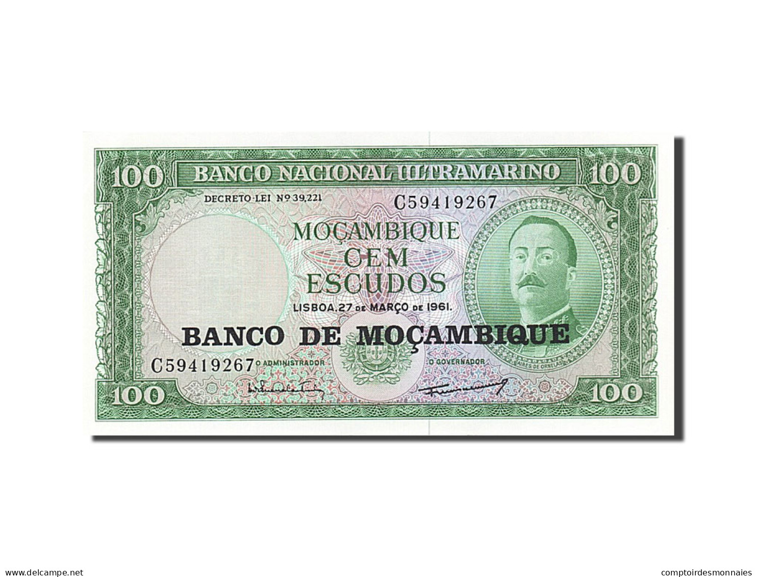 Billet, Mozambique, 100 Escudos, 1961, 1961-03-27, SPL - Mozambique