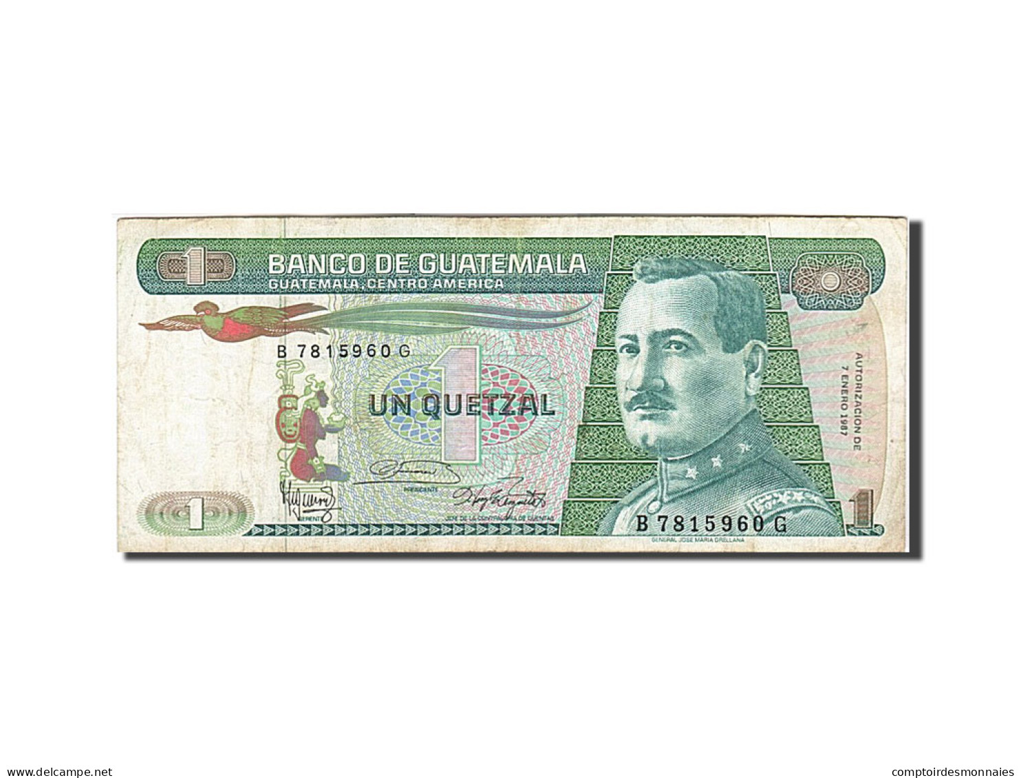 Billet, Guatemala, 1 Quetzal, 1987, 1987-01-07, TTB+ - Guatemala