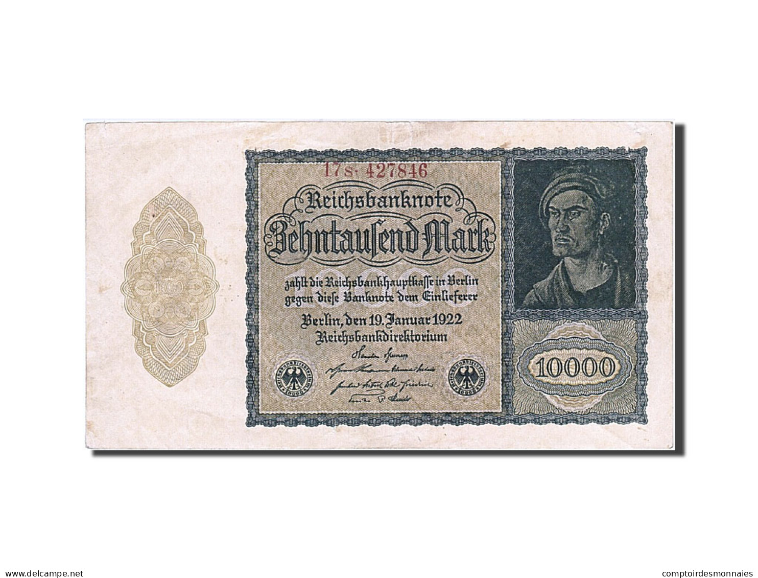 Billet, Allemagne, 10,000 Mark, 1922, 1922-01-19, TTB+ - 10.000 Mark