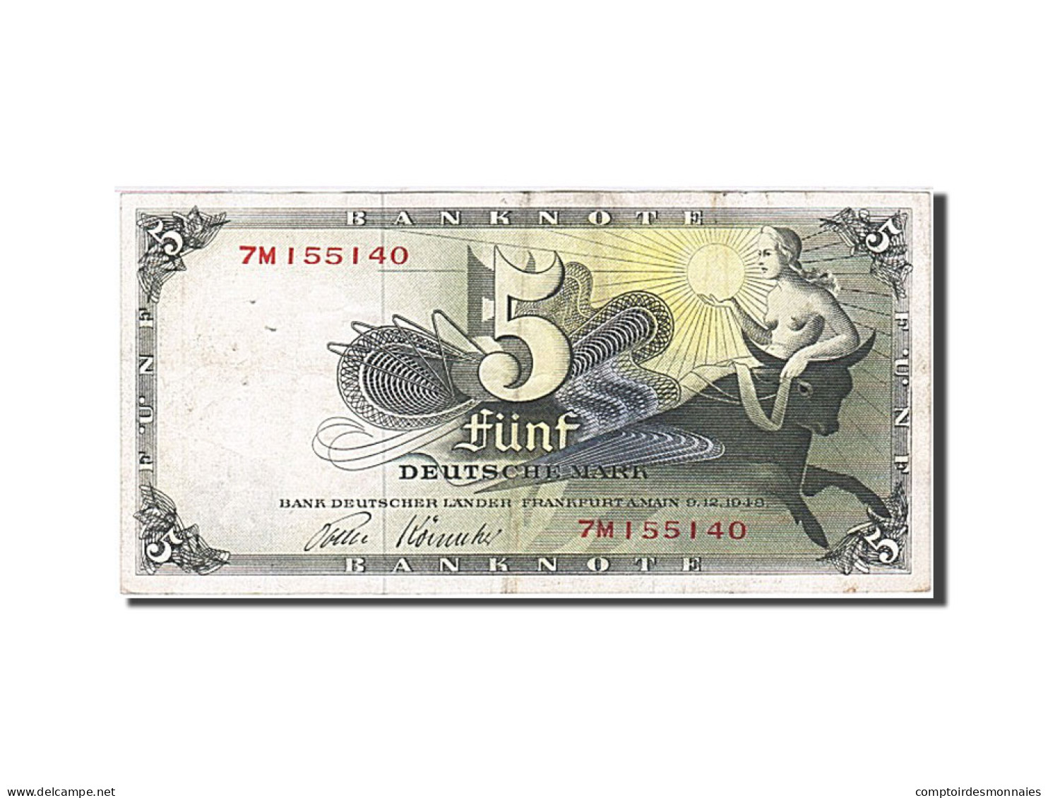 Billet, République Fédérale Allemande, 5 Deutsche Mark, 1948, 1948-12-09 - 5 Mark