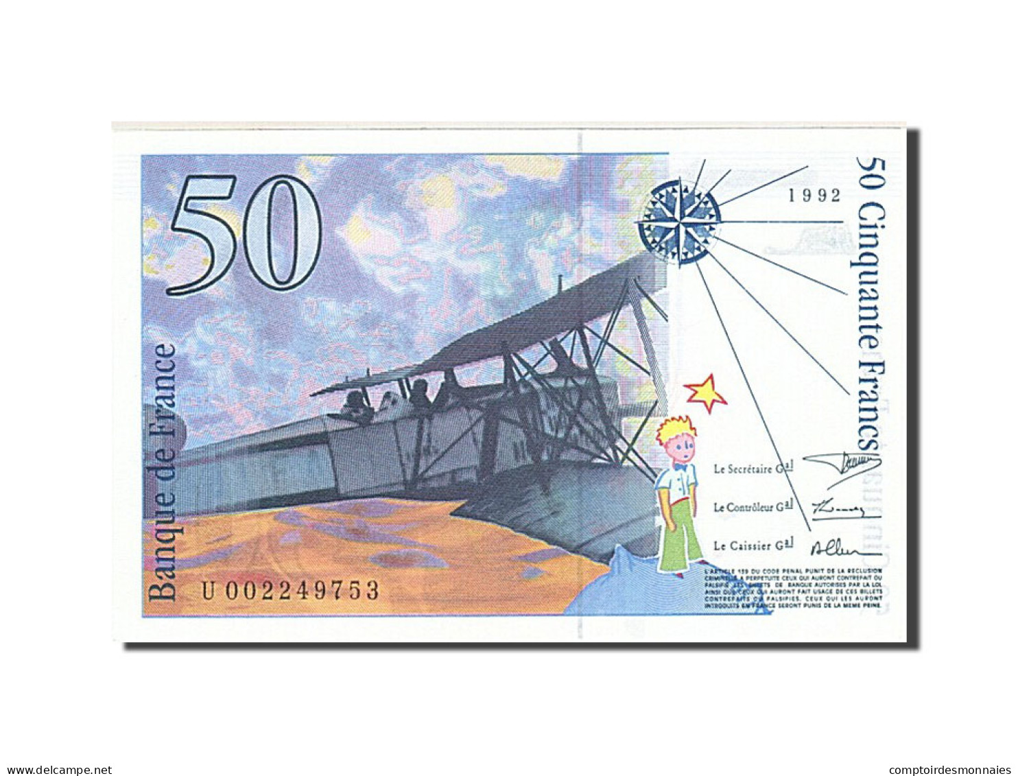 Billet, France, 50 Francs, 1992, 1992, NEUF, Fayette:72.1b, KM:157a - 50 F 1992-1999 ''St Exupéry''