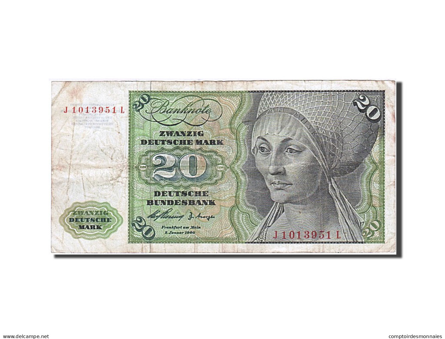 Billet, République Fédérale Allemande, 20 Deutsche Mark, 1960, 1960-01-02 - 20 Deutsche Mark