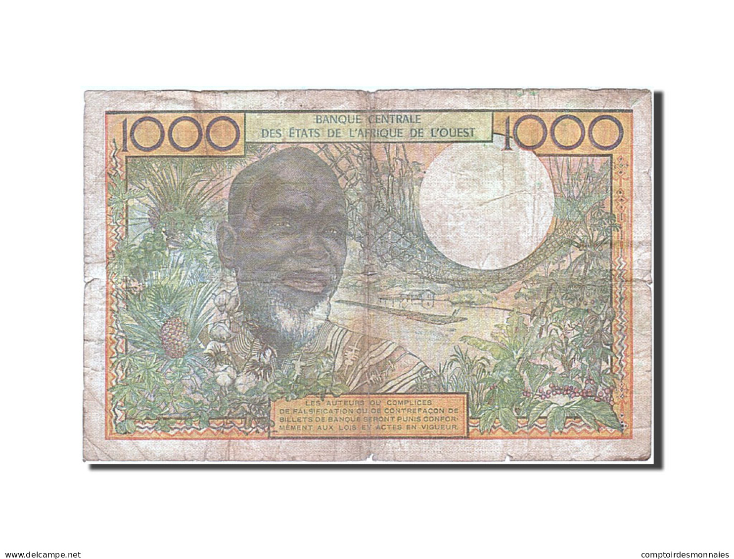 Billet, West African States, 1000 Francs, 1961-1965, Undated, KM:203Bm, TB - West African States