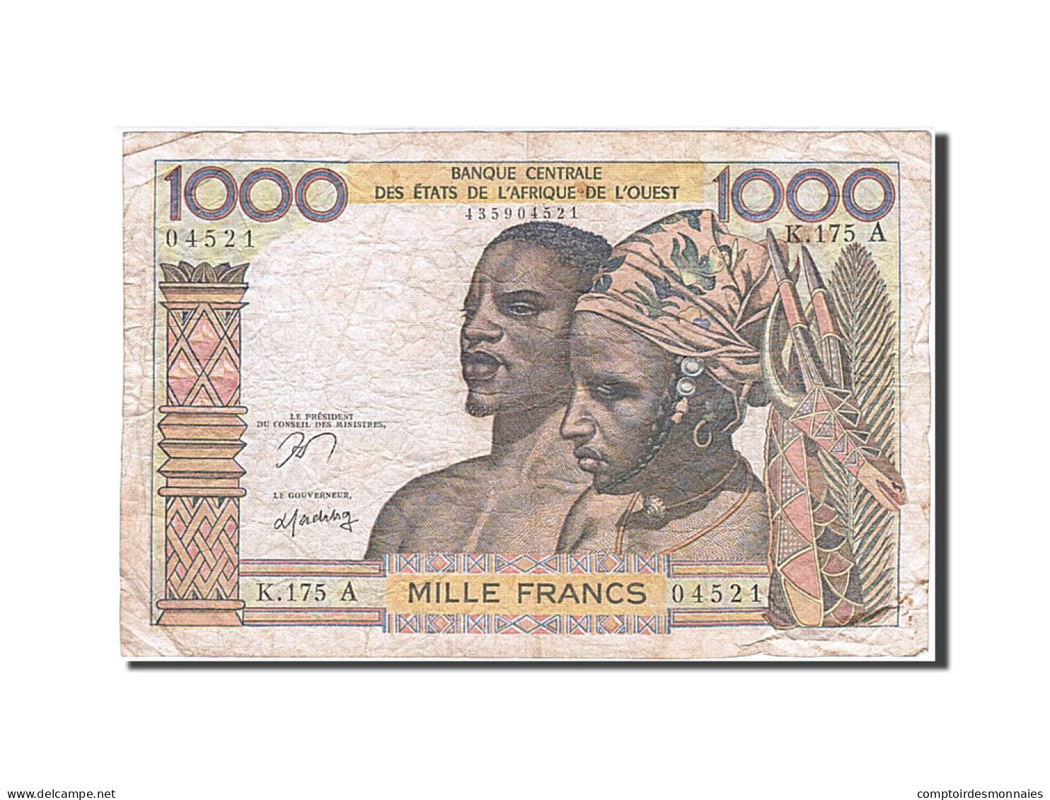 Billet, West African States, 1000 Francs, 1961-1965, Undated, KM:203Bn, TTB - West African States