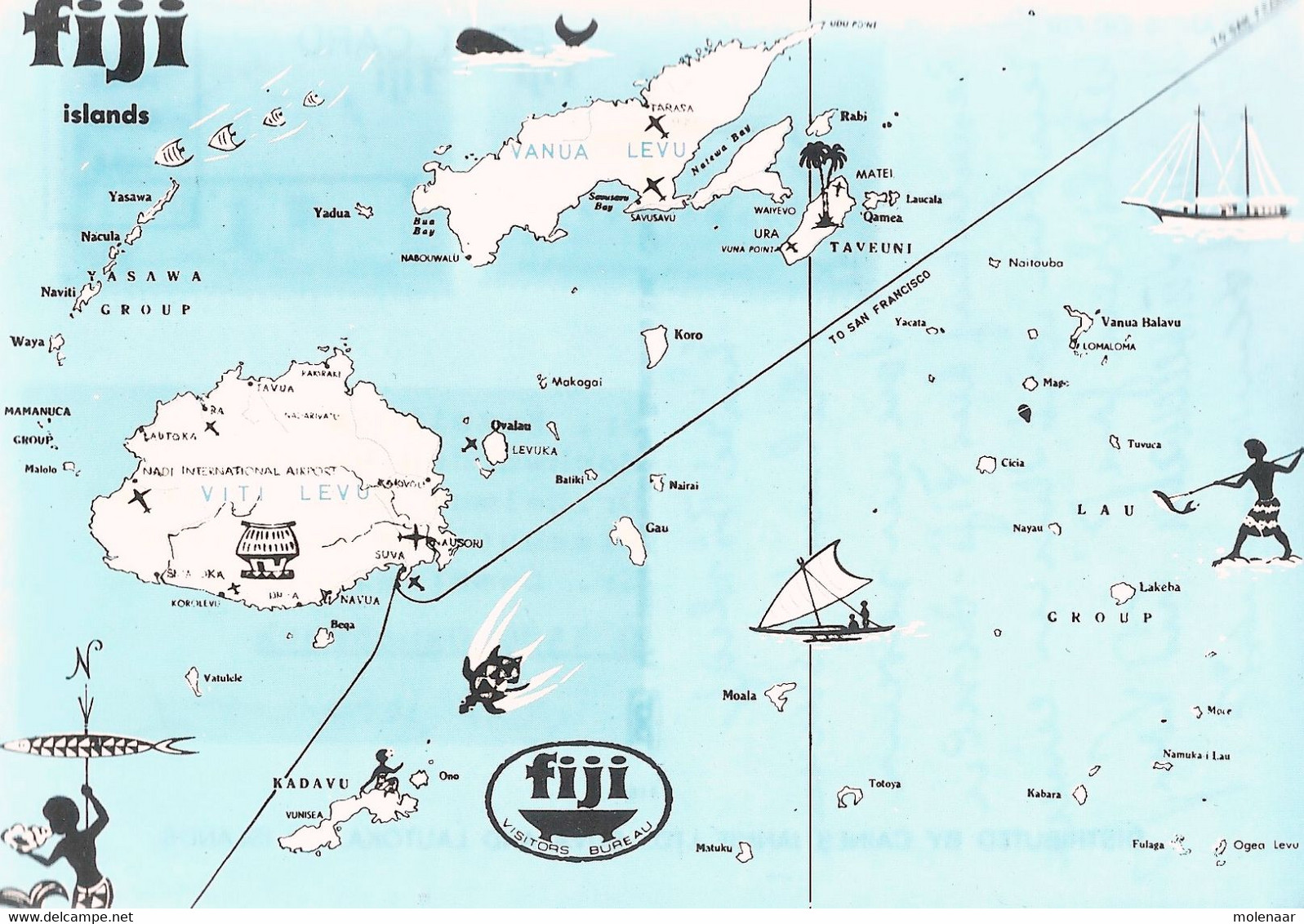 FIJI Postkaart Kaart Eilanden Van FIJI Gebruikt (853) - Maps