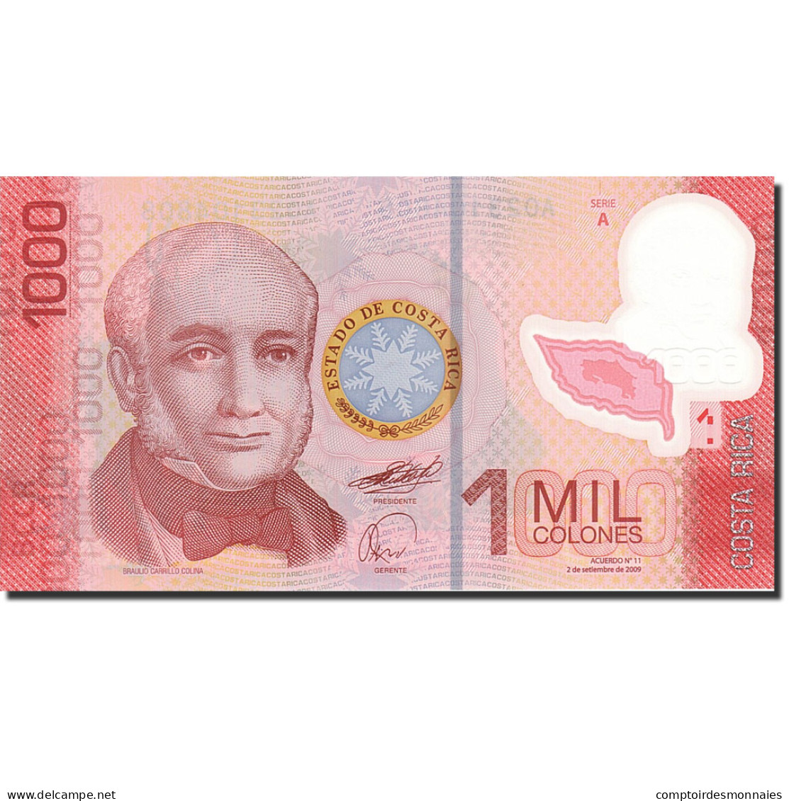 Billet, Costa Rica, 1000 Colones, 2010, 2009-09-02, KM:274, NEUF - Costa Rica