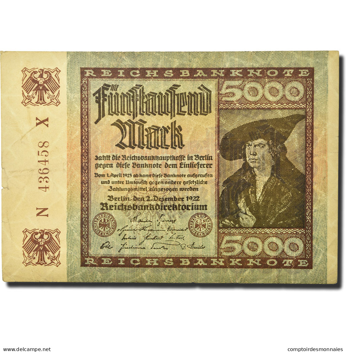 Billet, Allemagne, 5000 Mark, 1922, 1922-12-02, KM:81c, TB+ - 5000 Mark