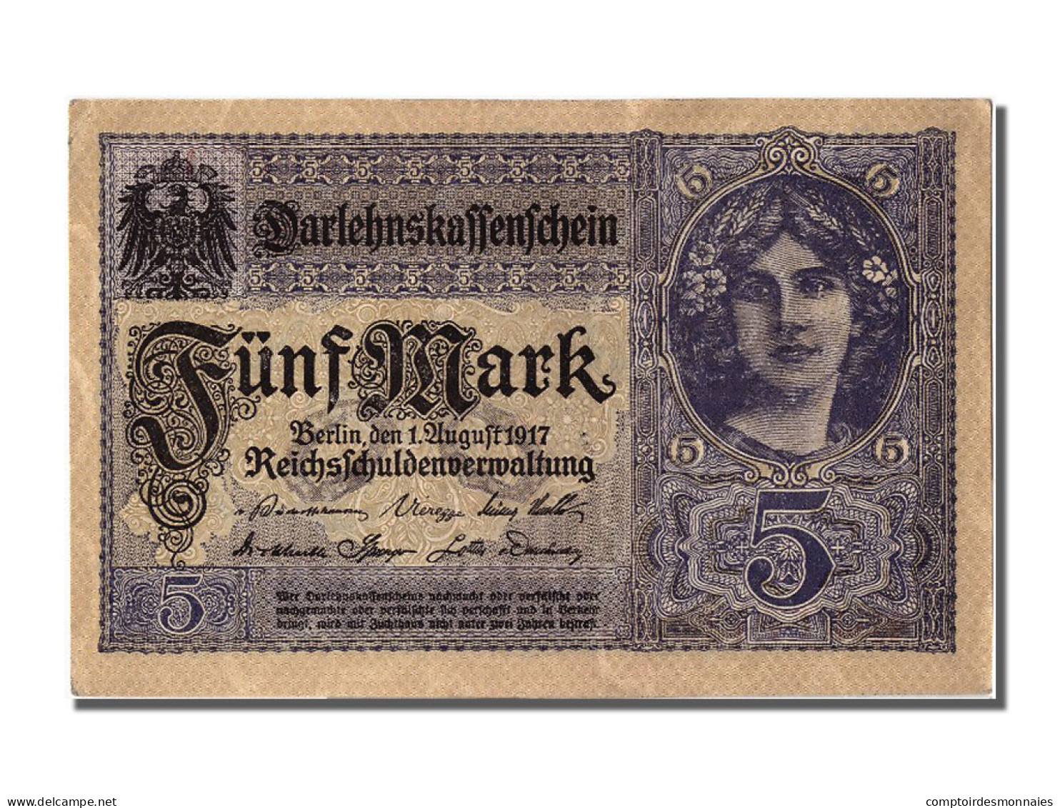 Billet, Allemagne, 5 Mark, 1917, 1917-08-01, SPL - 5 Mark