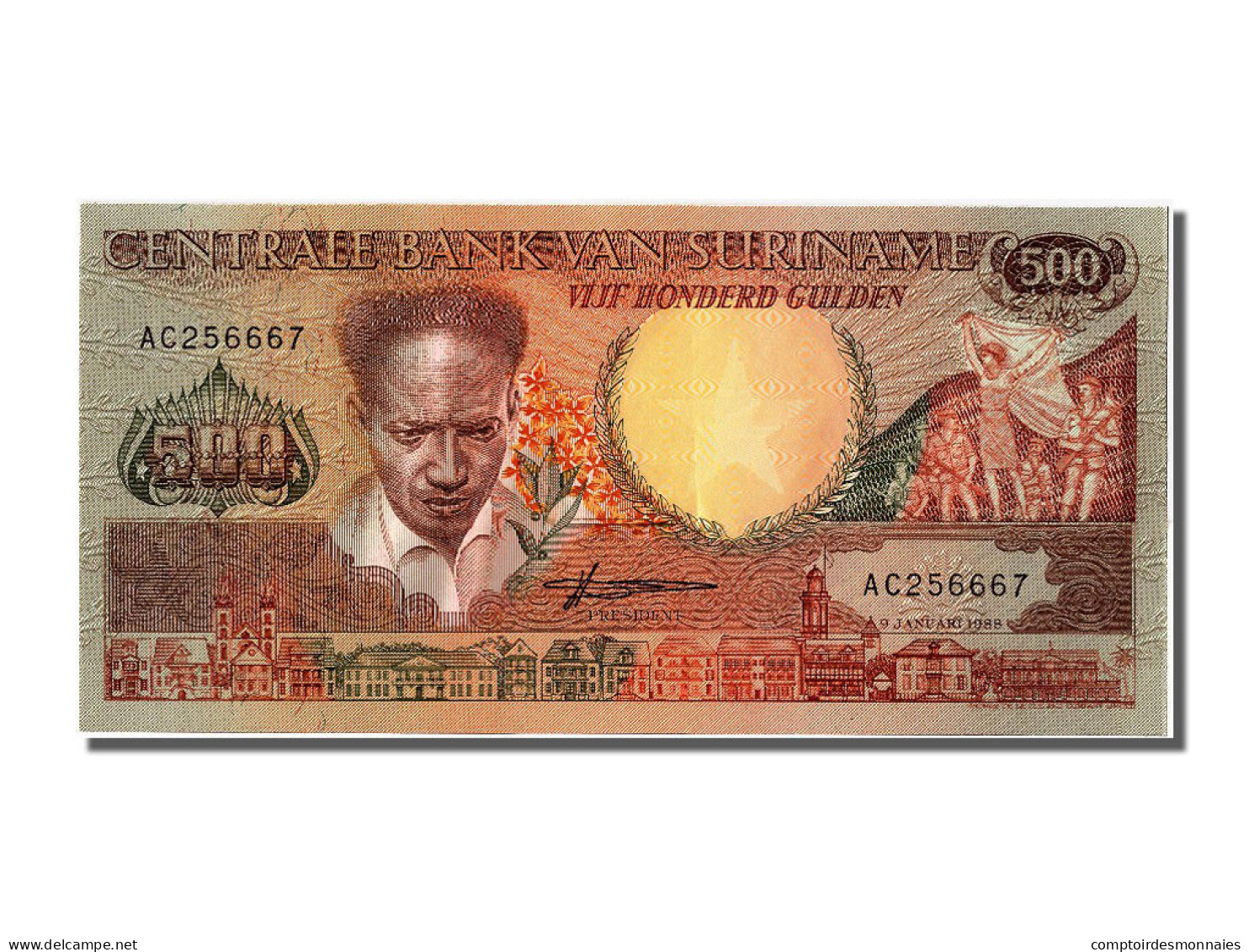 Billet, Suriname, 500 Gulden, 1988, 1988-01-09, SPL - Surinam