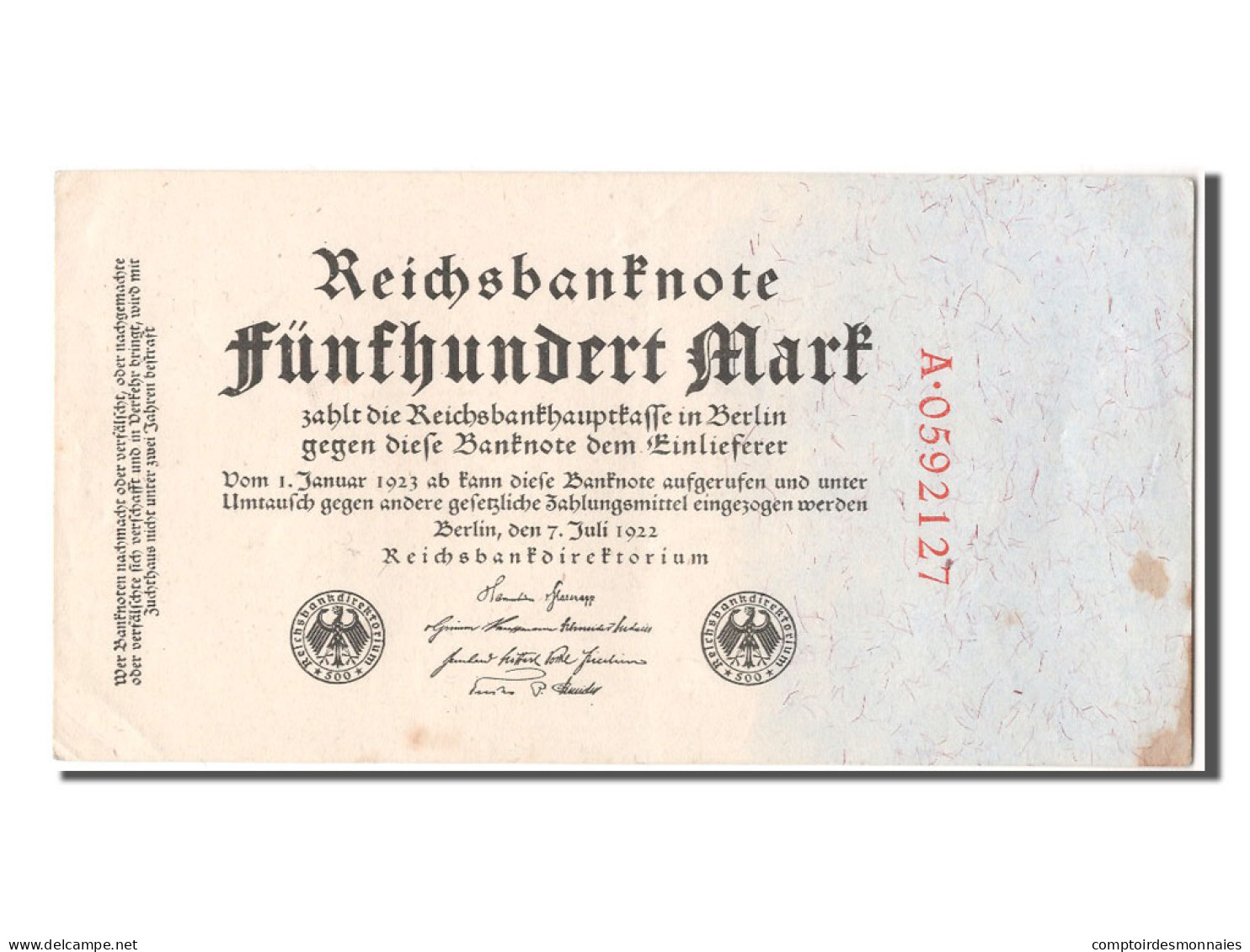 Billet, Allemagne, 500 Mark, 1922, 1922-07-07, SUP+ - 500 Mark