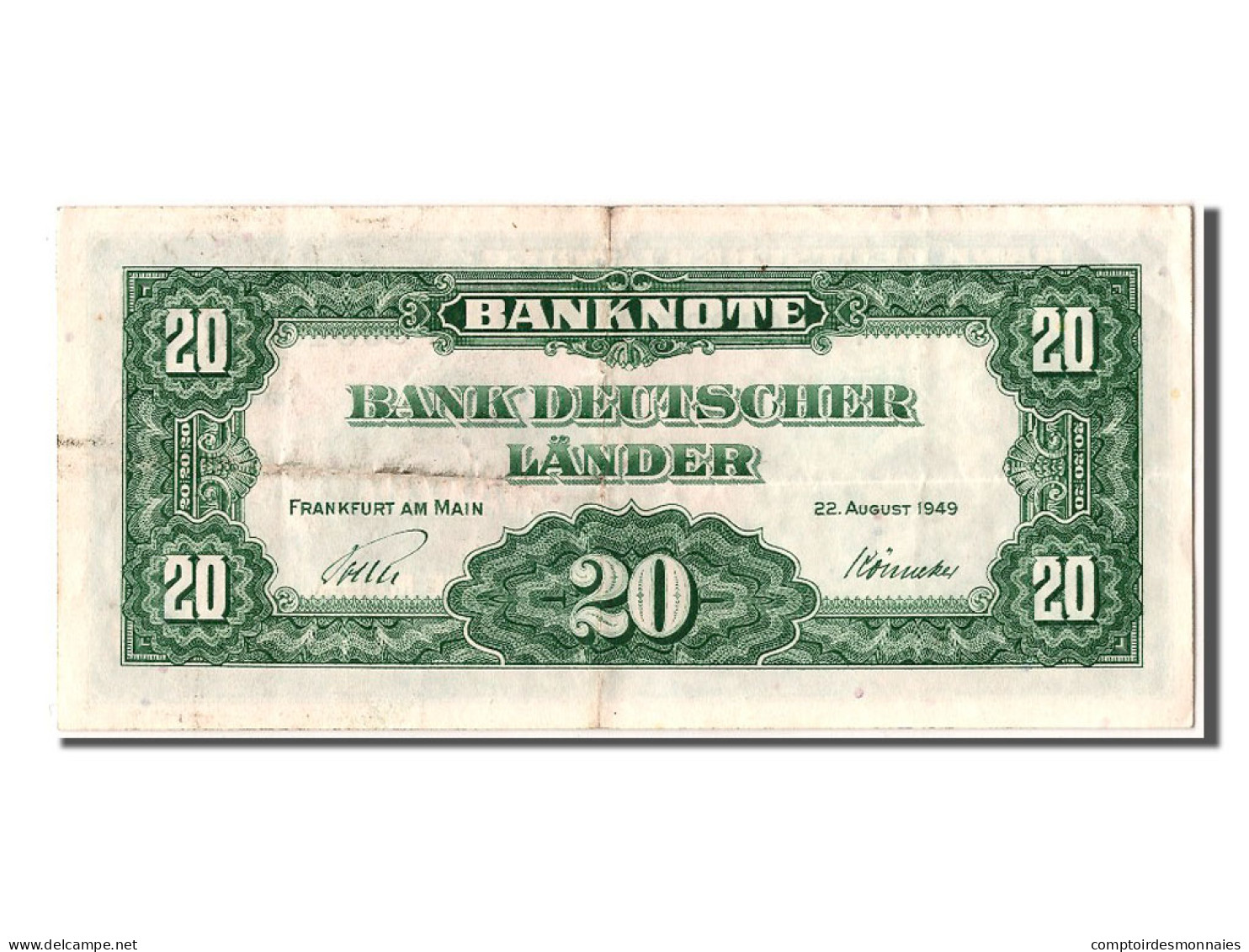 Billet, République Fédérale Allemande, 20 Deutsche Mark, 1949, 1949-08-22 - 20 Deutsche Mark