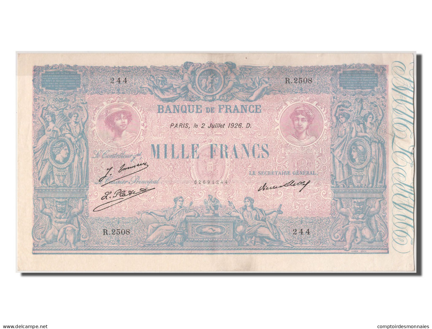 Billet, France, 1000 Francs, ...-1889 Circulated During XIXth, 1926, 1926-07-02 - ...-1889 Circulated During XIXth