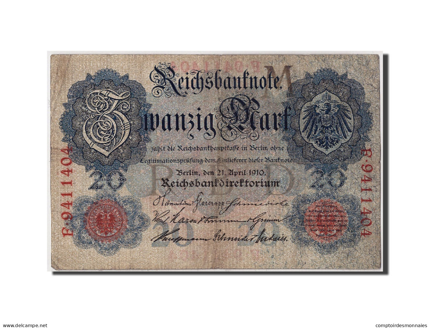 Billet, Allemagne, 20 Mark, 1910, 1910-04-21, TB - 20 Mark