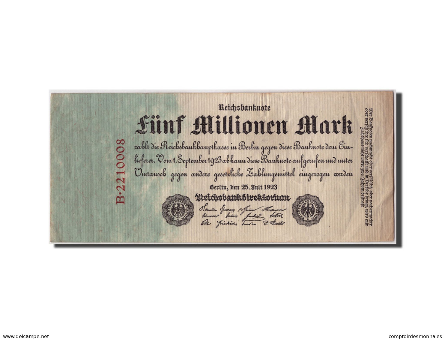 Billet, Allemagne, 5 Millionen Mark, 1923, 1923-07-25, TB+ - 5 Miljoen Mark