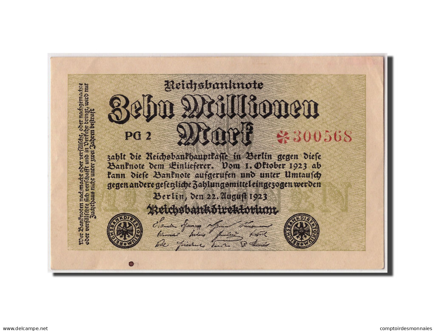 Billet, Allemagne, 10 Millionen Mark, 1923, 1923-08-22, TTB+ - 10 Miljoen Mark