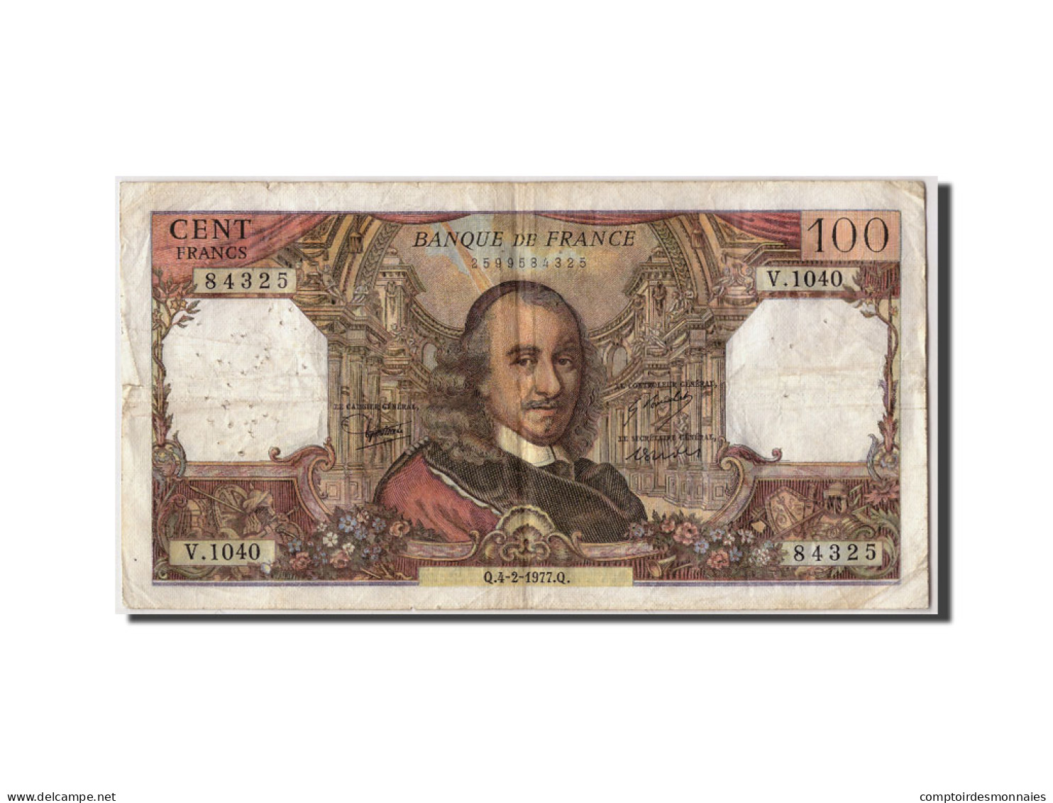 Billet, France, 100 Francs, 100 F 1964-1979 ''Corneille'', 1977, 1977-02-04, TB - 100 F 1964-1979 ''Corneille''