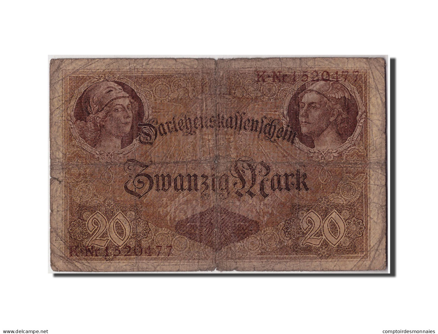 Billet, Allemagne, 20 Mark, 1914, 1914-08-05, KM:48b, AB+ - 20 Mark