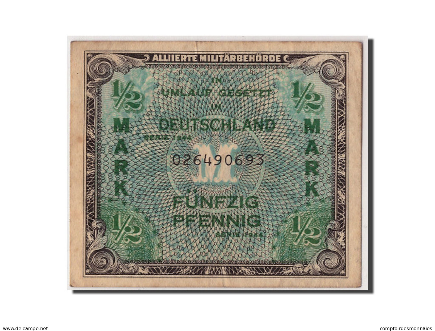 Billet, Allemagne, 1/2 Mark, 1944, Undated, KM:191a, TB+ - 1/2 Mark