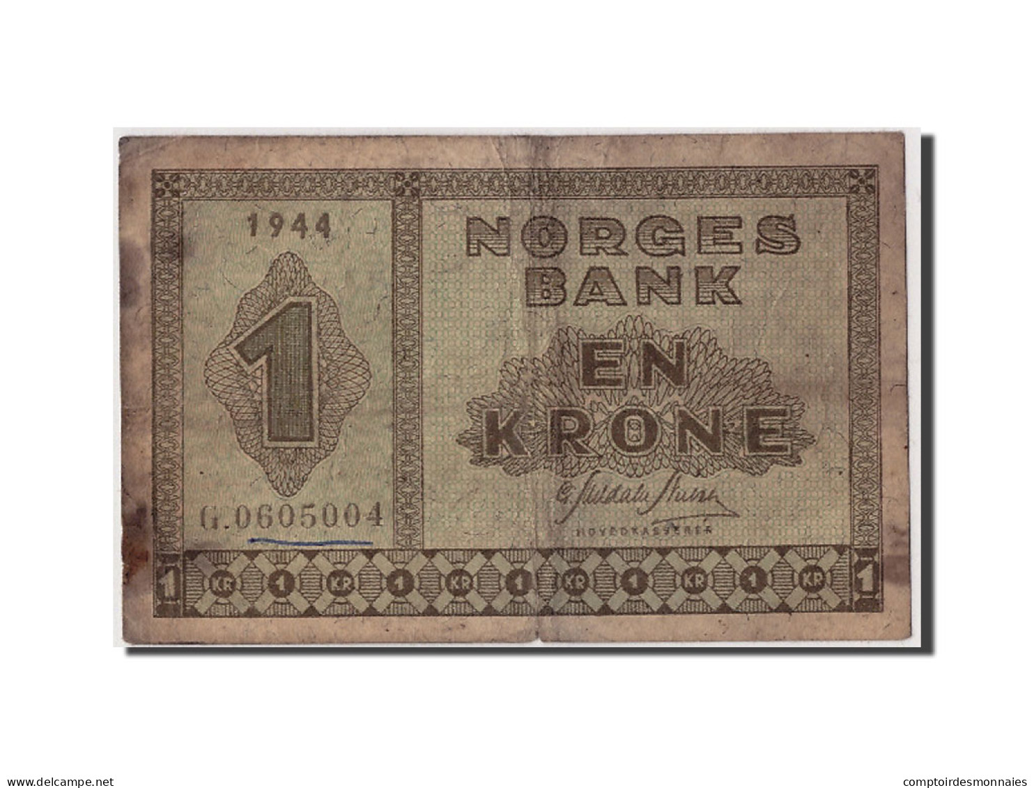 Billet, Norvège, 1 Krone, 1944, Undated, KM:15a, B+ - Norwegen