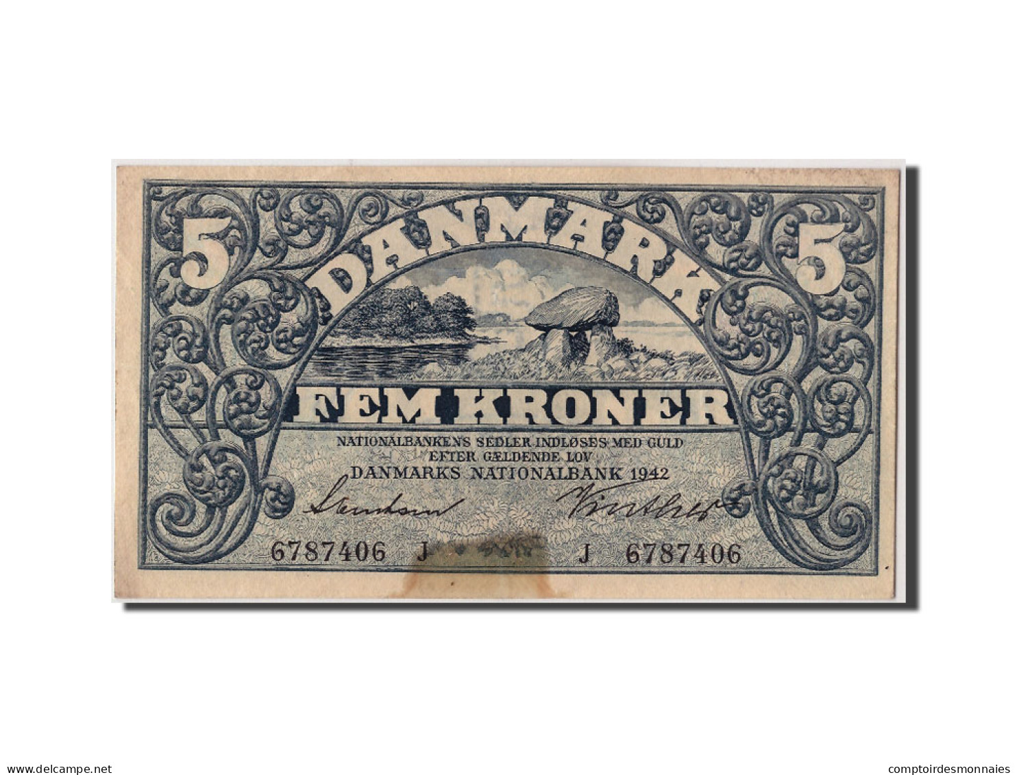 Billet, Danemark, 5 Kroner, 1942, Undated, KM:30h, SUP - Denmark