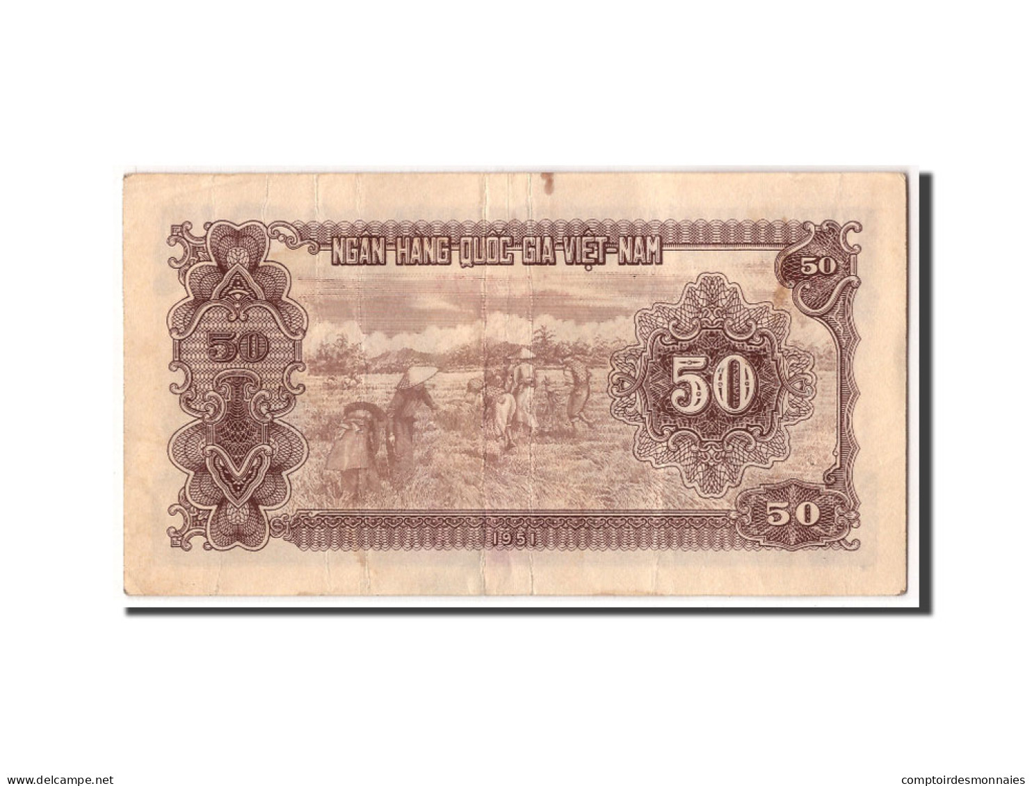 Billet, Viet Nam, 50 D<ox>ng, 1951, KM:61b, TB+ - Viêt-Nam