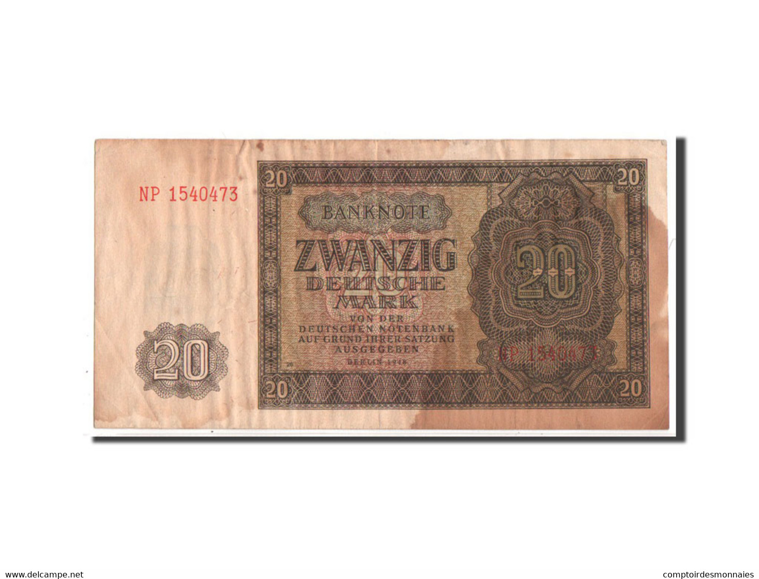 Billet, République Démocratique Allemande, 20 Deutsche Mark, 1948, TTB - 20 Deutsche Mark
