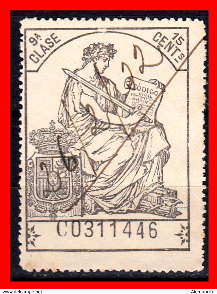 ESPAÑA  ( POLIZA FISCAL 8ª CLASE VALOR 0.15 CENTIMOS POLIZA NºA1989139-Y 1989144 SERIE AÑO 1940-45 - Fiscales
