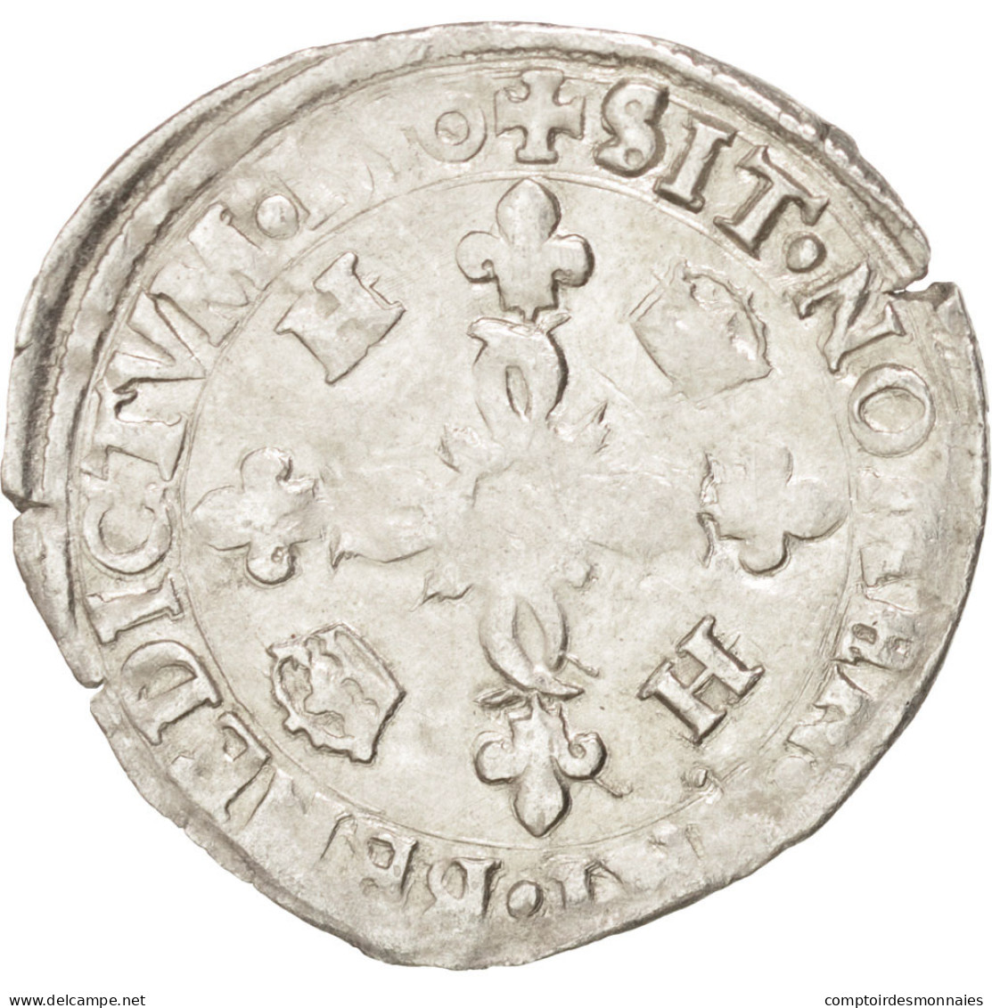 Monnaie, France, Douzain Aux Croissants, 1550, La Rochelle, TTB, Billon - 1547-1559 Heinrich II.