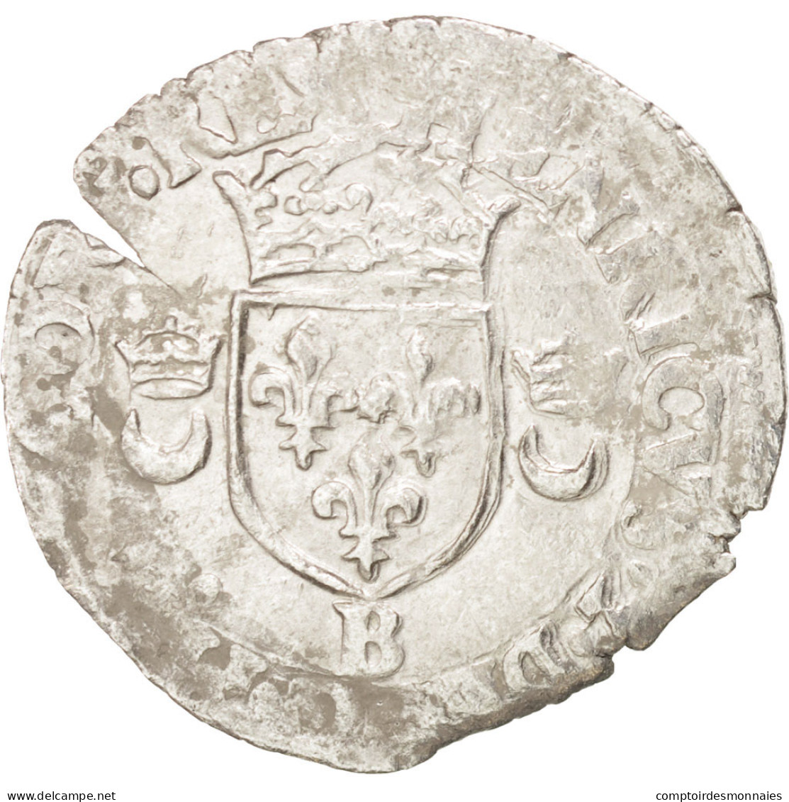 Monnaie, France, Douzain Aux Croissants, 1551, Rouen, TTB, Billon, Duplessy:997 - 1547-1559 Enrico II